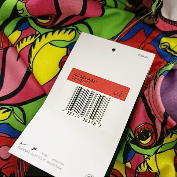 New NIKE HydraStrong Racer Back Printed Women L Red One Piece Swimsuit Cow - Picture 4 of 4